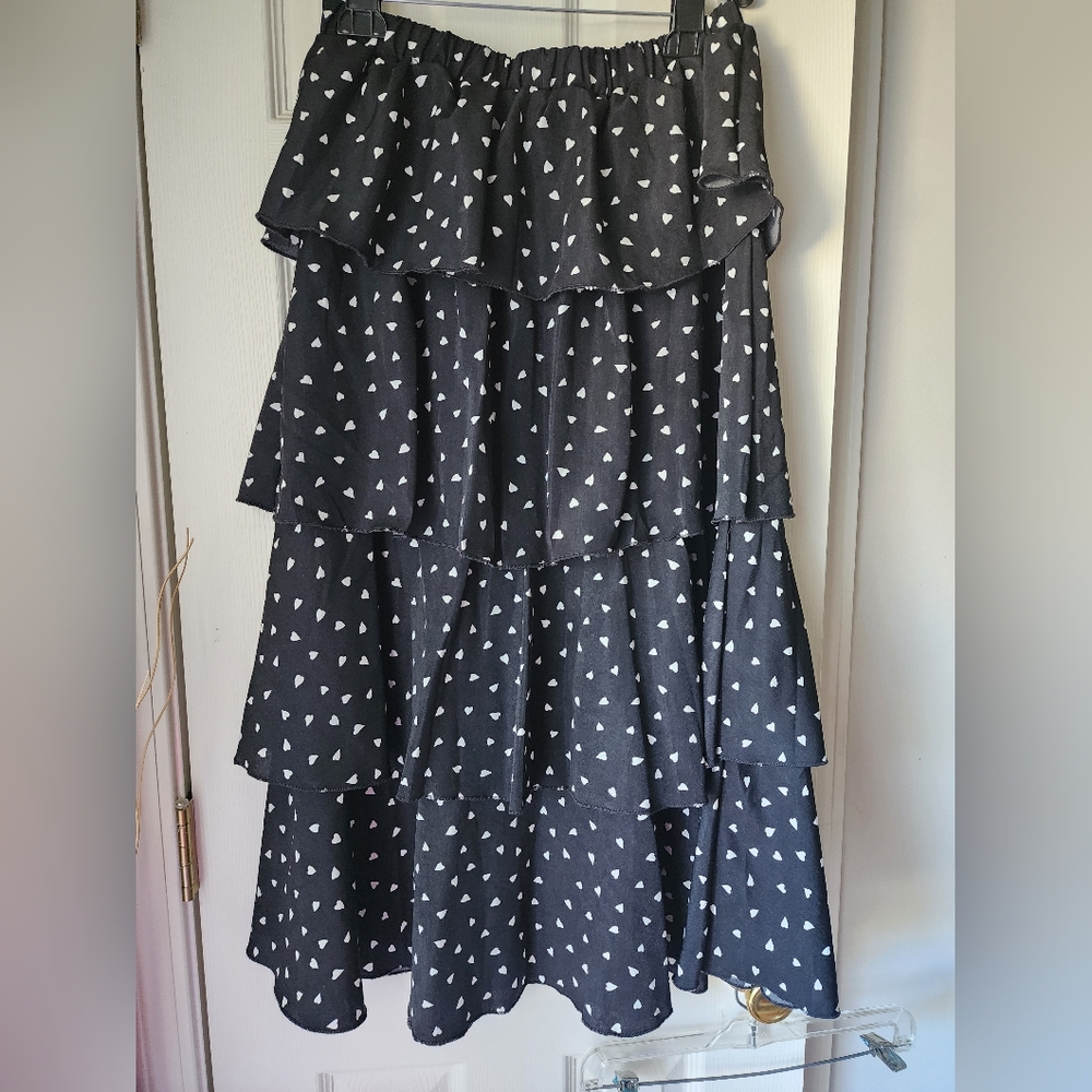 Heart Print Ruffle Tiered Skirt